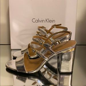 Calvin Klein Metallic Sliver Heels